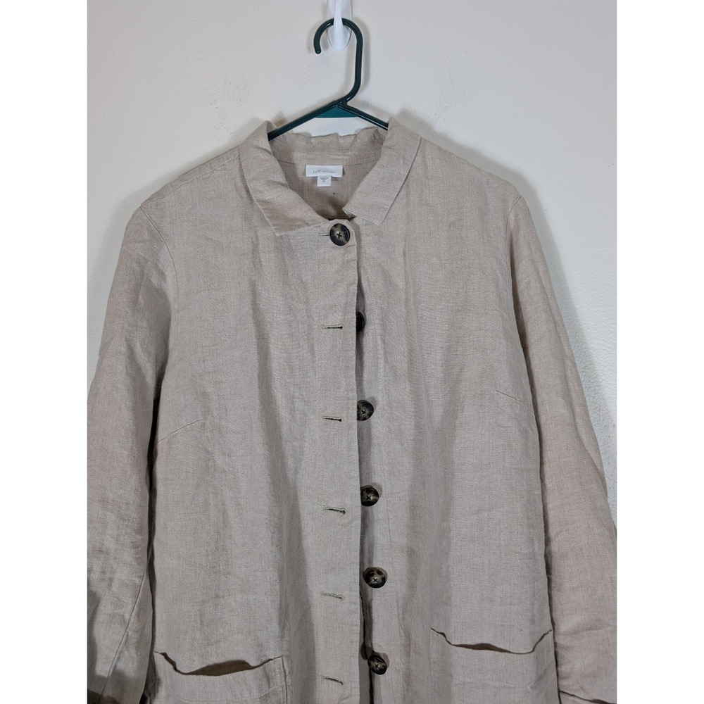J. Jill Lightweight Linen Long Sleeve Coat in Beige Size XL Unlined - Picture 3 of 10